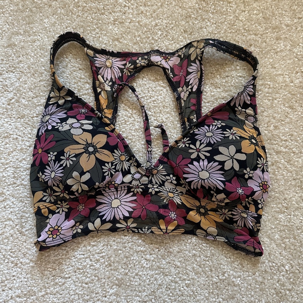 Floral Women's Bralette, Padded, Adjustable Tie Back, Open Back - Picture 1 of 2